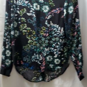 H&M Black Floral Long Sleeve Blouse